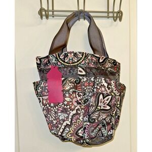Vera Bradley Waterproof Mod Paisley Floral Shower Beach Caddy Gray Vinyl Mesh
